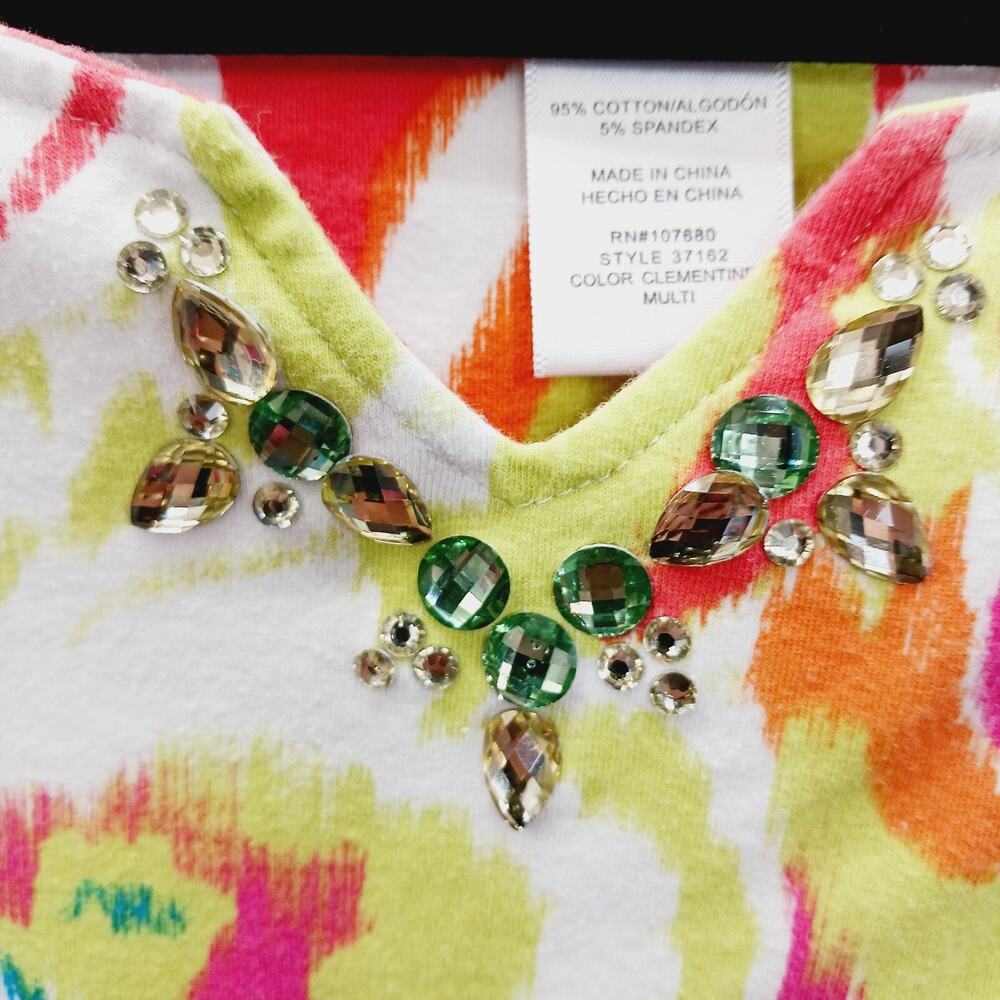 T-Shirt Women Jeweled Floral Bloomcore Whimsycore Dopamine Resort Cruise Size M - Picture 2 of 7